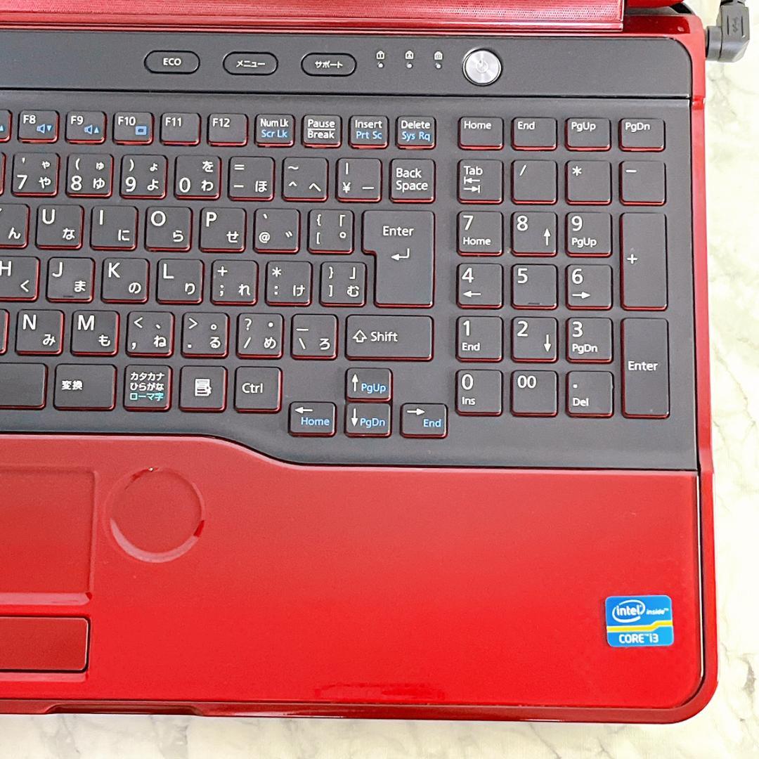 Windows11✨爆速SSDノートパソコン赤✨カメラ・Office付き✨富士通