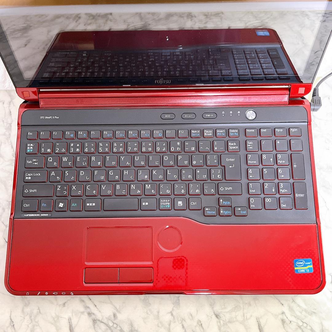 Windows11✨爆速SSDノートパソコン赤✨カメラ・Office付き✨富士通