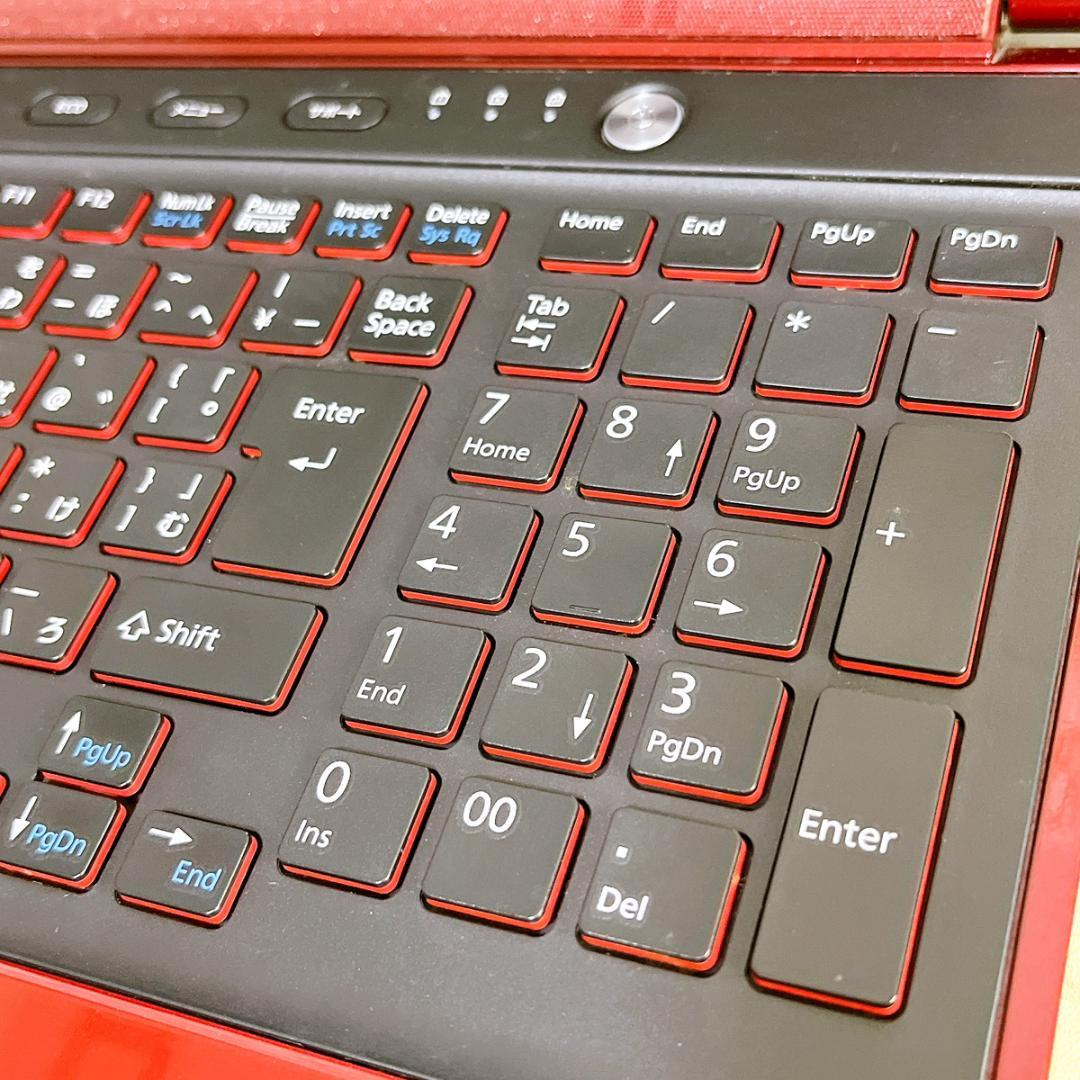 Windows11✨爆速SSDノートパソコン赤✨カメラ・Office付き✨富士通