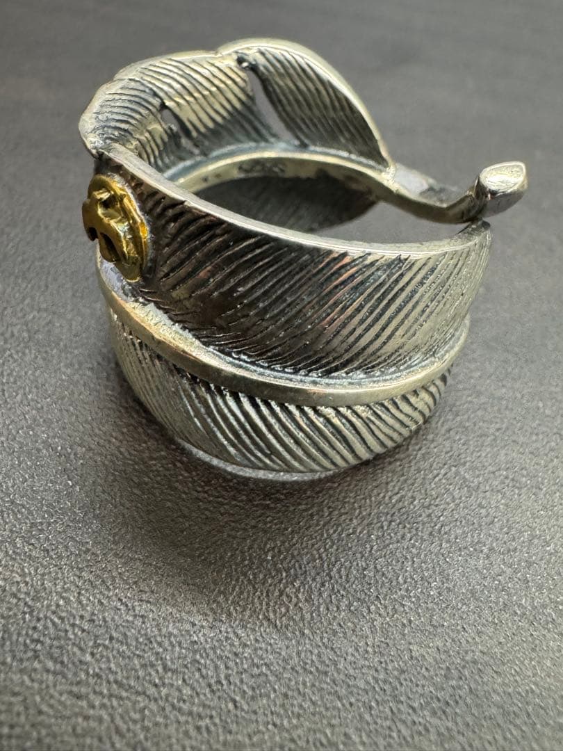 シルバー925素材　フェザーリング　特大フェザー　イーグルリング