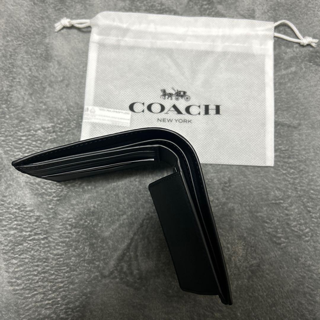 COACH ブラック 二つ折り財布 保存袋付き