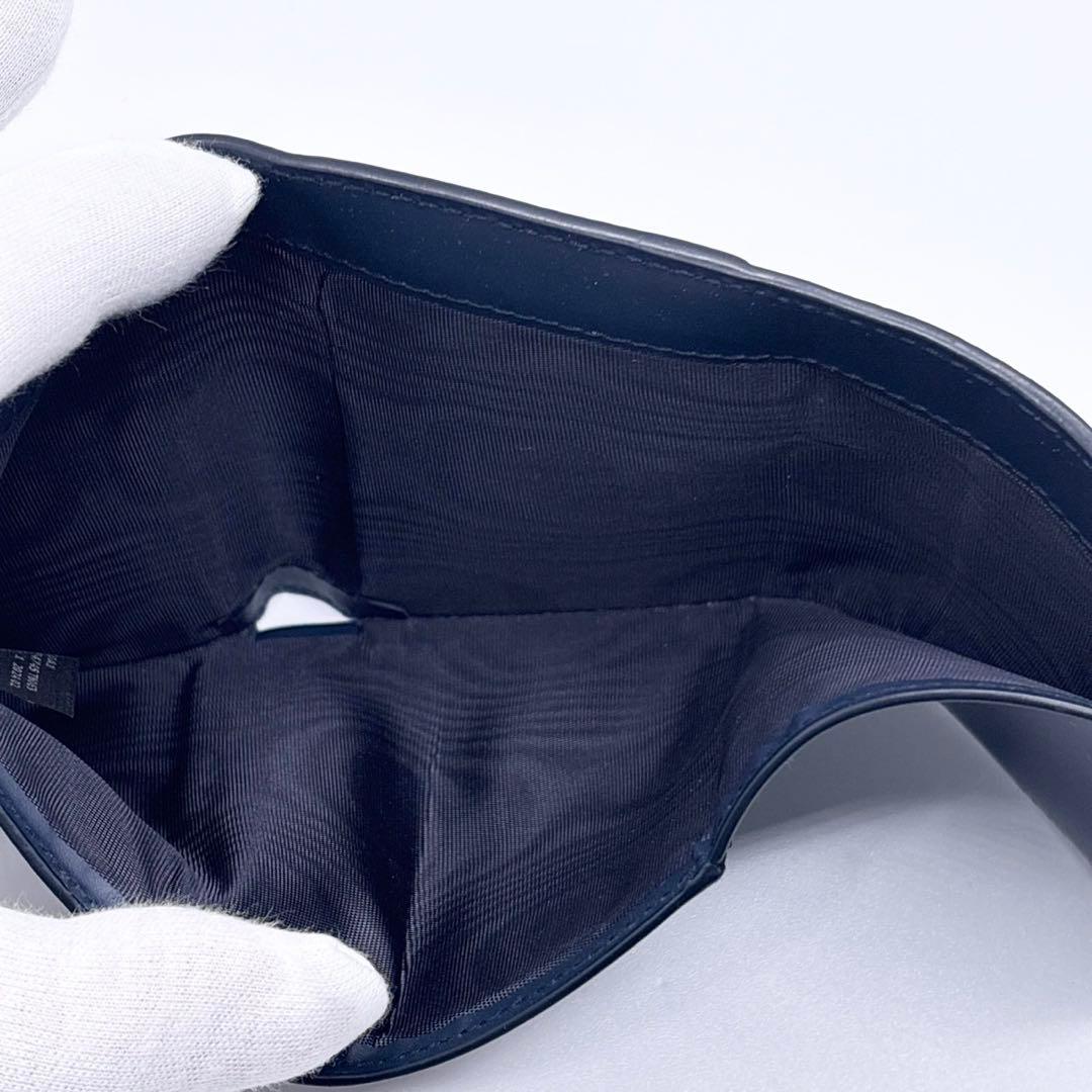 未使用に近い✨ メゾンマルジェラ　三つ折り財布 ネイビー 紺色 4ステッチ