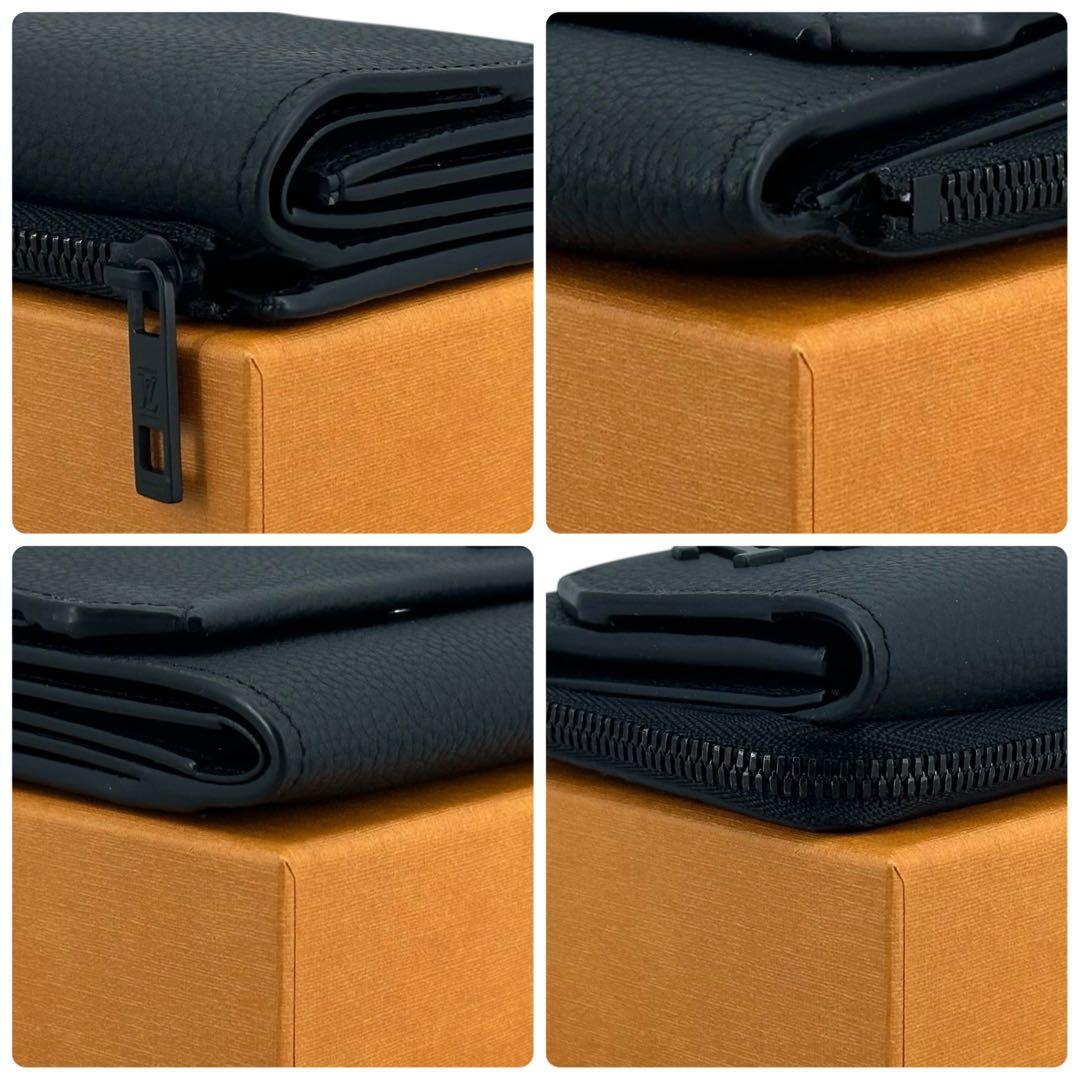 新品に近い ルイヴィトン パイロット ブラック 三つ折り財布 アエログラム