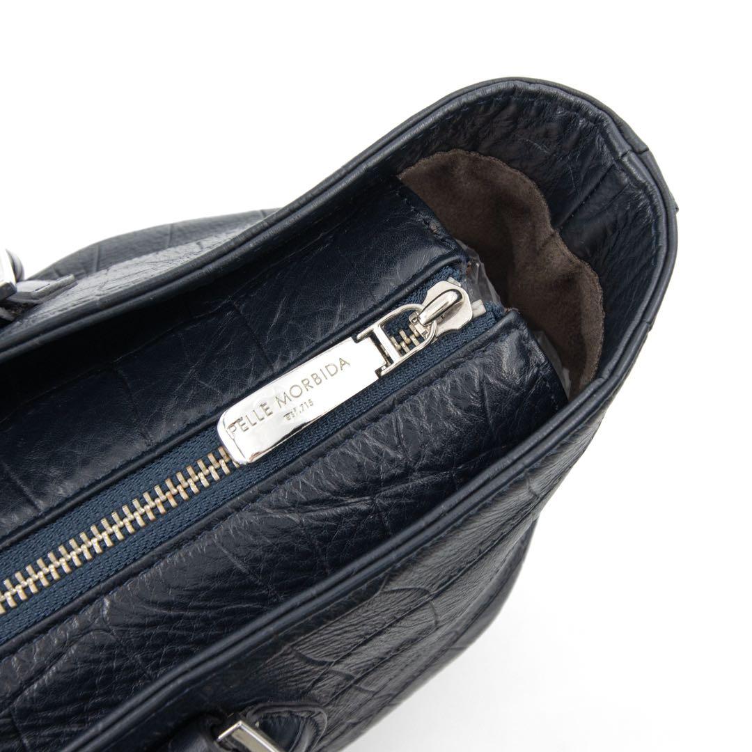 A092【美品】ペッレモルビダ／メイデンヴォヤージュ　トートバッグ　クロコ型押し