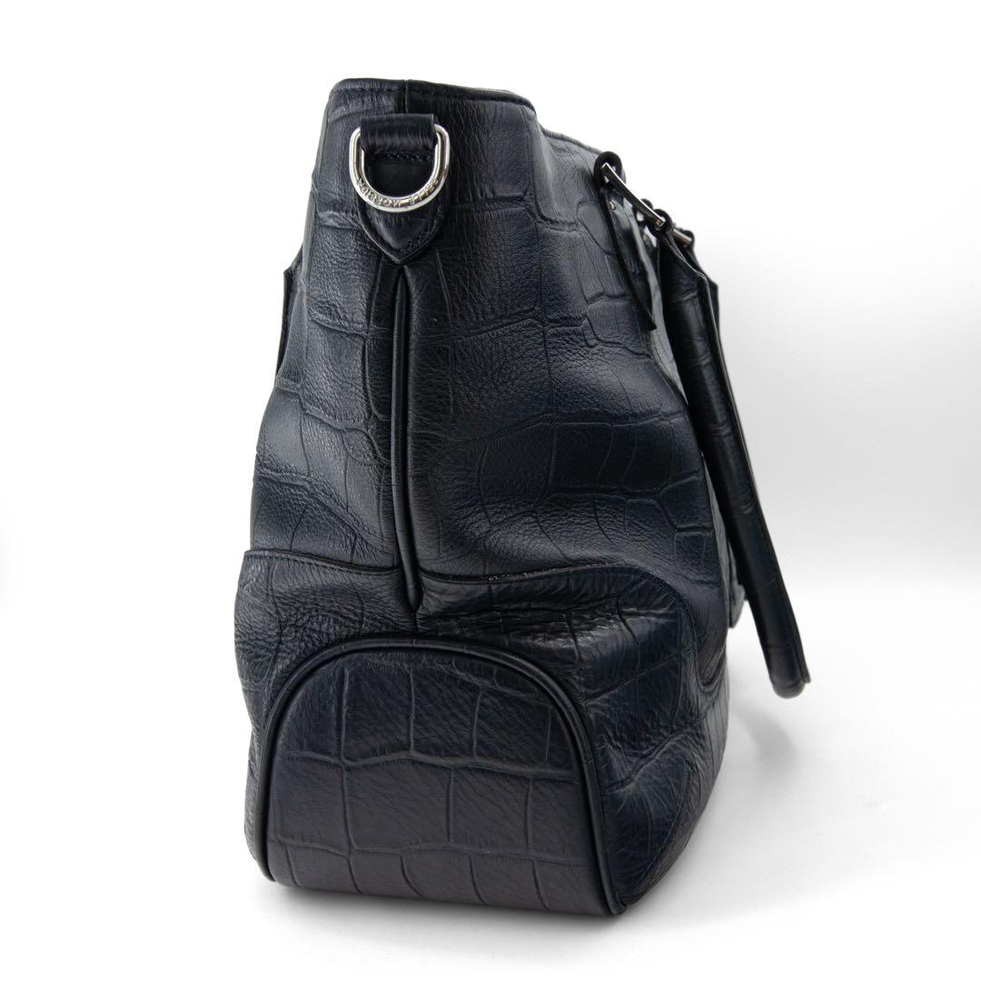 A092【美品】ペッレモルビダ／メイデンヴォヤージュ　トートバッグ　クロコ型押し