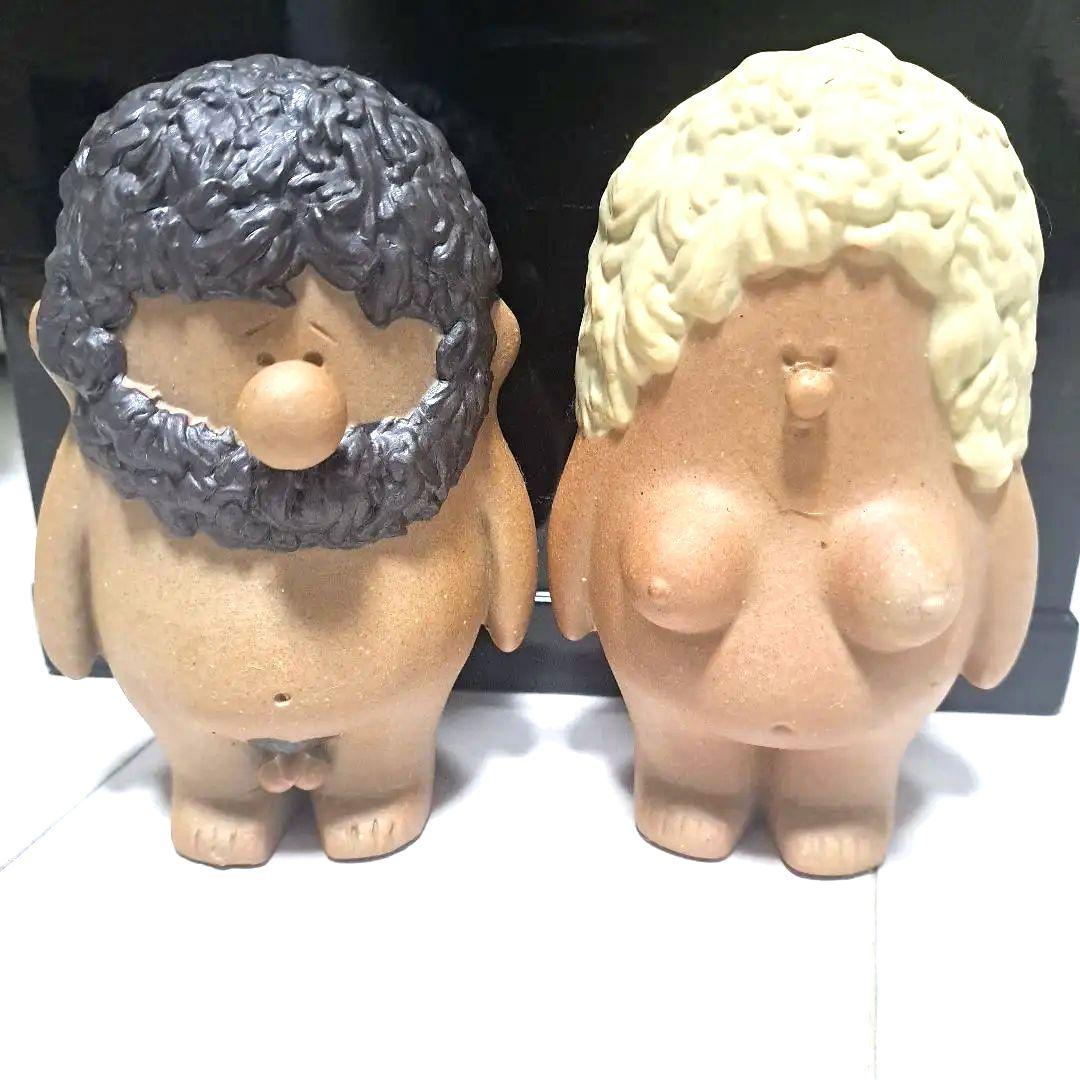 アダム イヴ　陶器の置き物 ペア