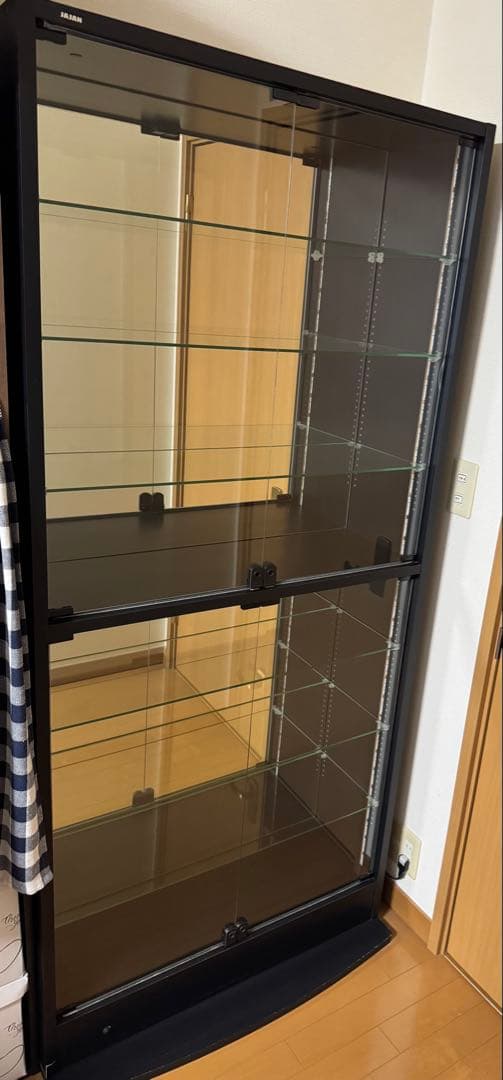 JAJAN フィギュアラックワイド、ミラー背面、LEDタイプ ブラック