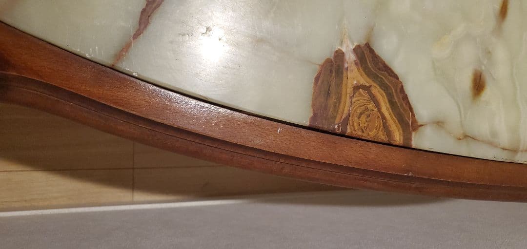 ​【イタリア製】天然石グリーンオニキス センターテーブル 猫脚 大理石