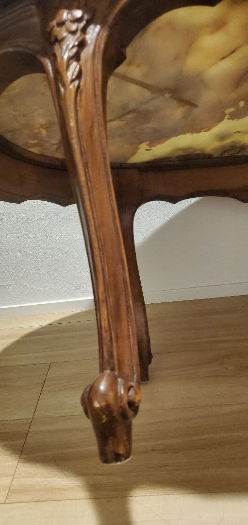 ​【イタリア製】天然石グリーンオニキス センターテーブル 猫脚 大理石