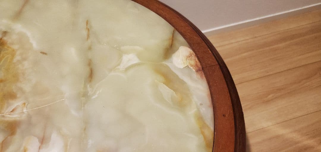 ​【イタリア製】天然石グリーンオニキス センターテーブル 猫脚 大理石