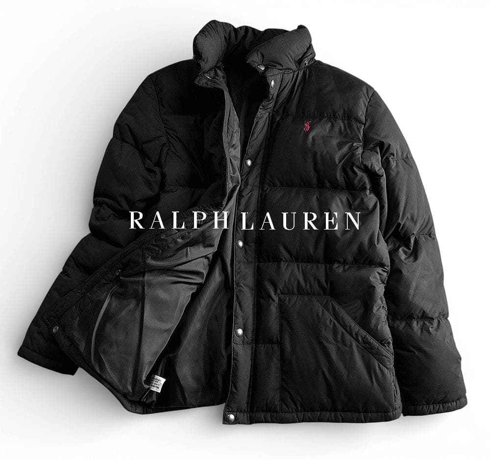 未使用級 ポロラルフローレン ポニー刺繍 2WAYフード 極暖ダウンコート黒