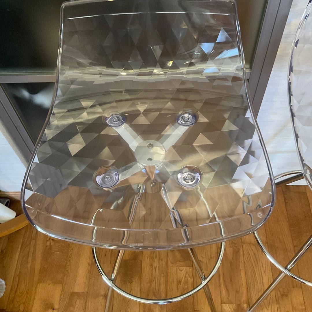 ゆ*す様 イタリア製 カルガリス ダイヤモンド パターン クリア スツール 2脚