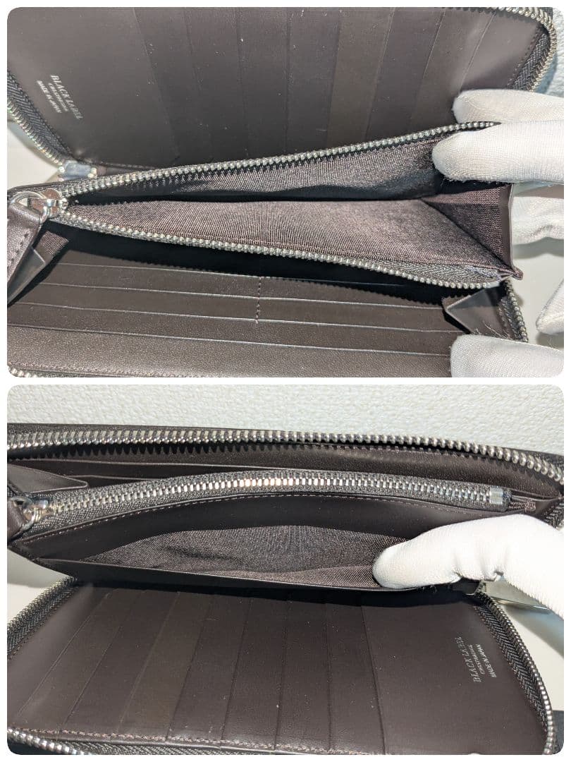 美品★ブラックレーベルクレストブリッジ チェック ラウンドジップ 長財布