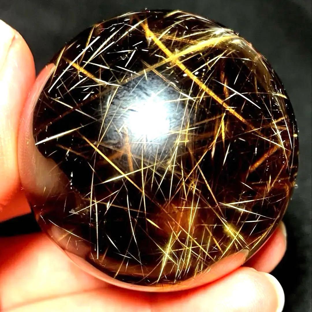 超絶綺麗✨48mm ゴールドルチルクォーツ　丸玉　スフィア　金針水晶