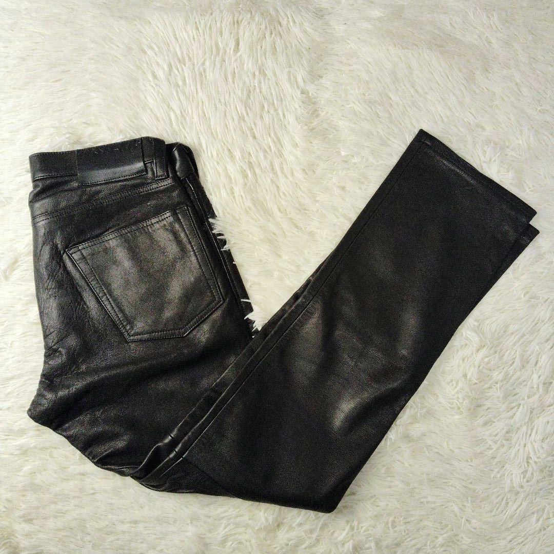 【本革】ヒステリックグラマー　カウレザーパンツ　5ポケット　ブラック　ロゴパッチ