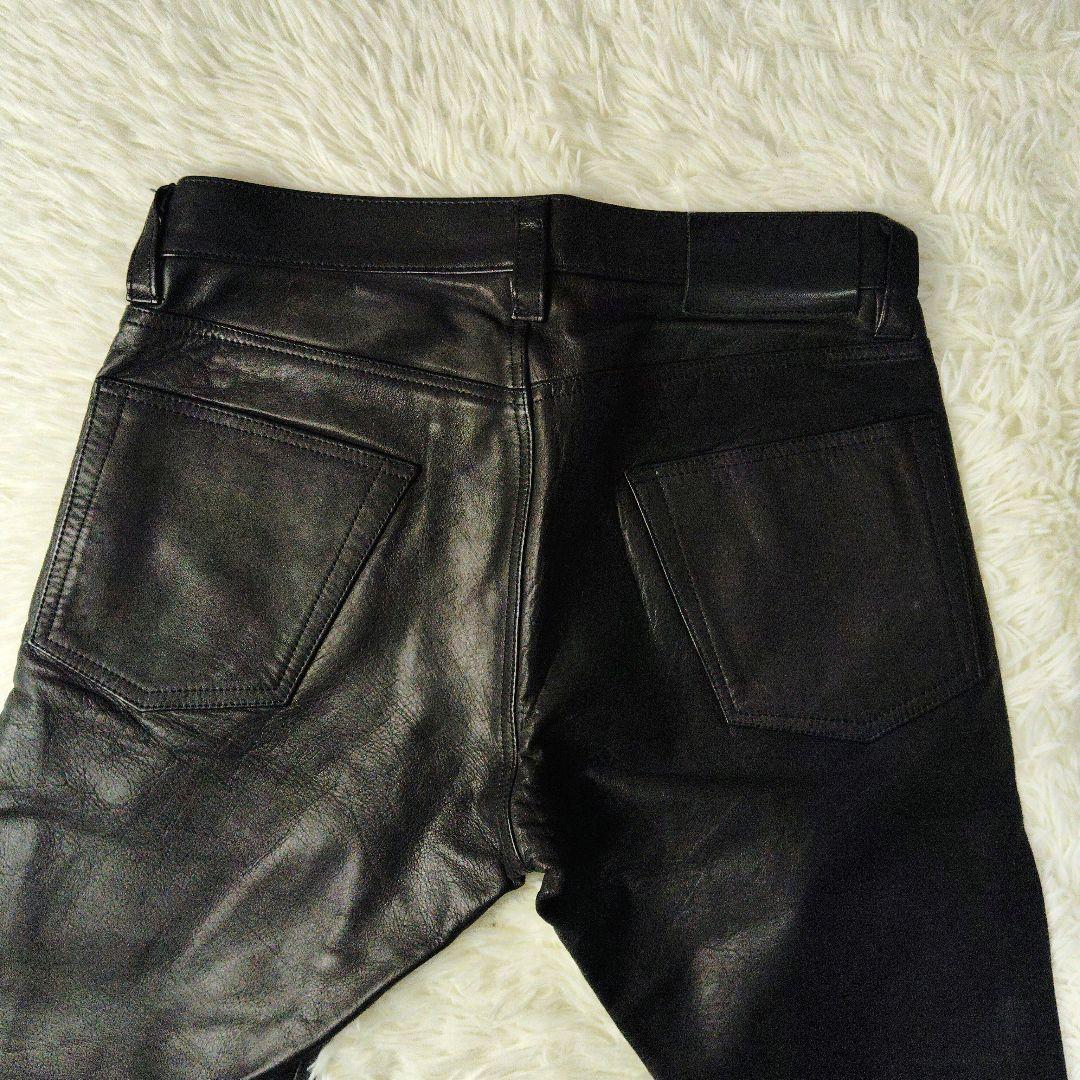 【本革】ヒステリックグラマー　カウレザーパンツ　5ポケット　ブラック　ロゴパッチ