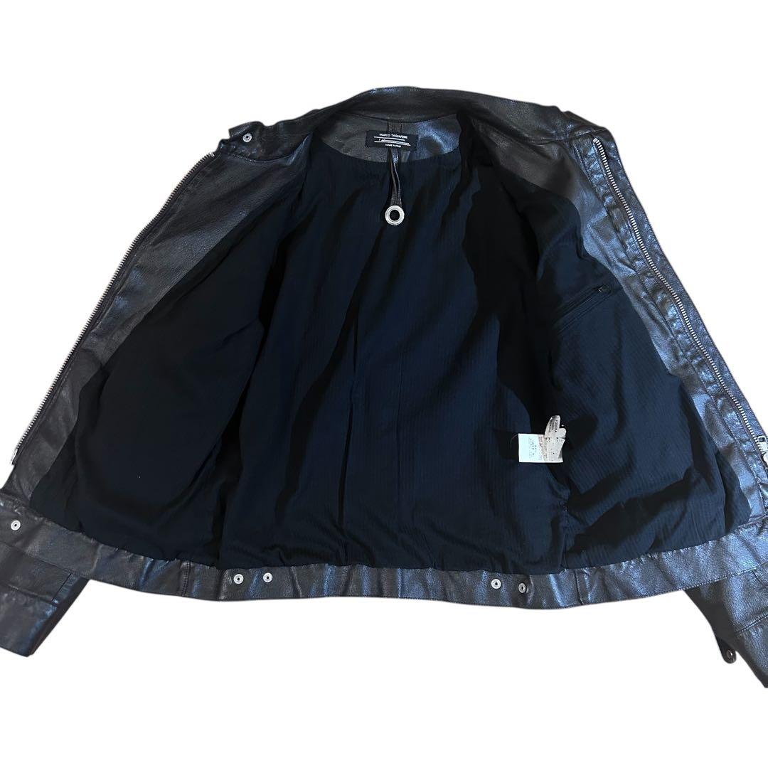 美品 マルコタリアフェリ 伊製 44 変形多連ジップ レザージャケット 焦茶 a