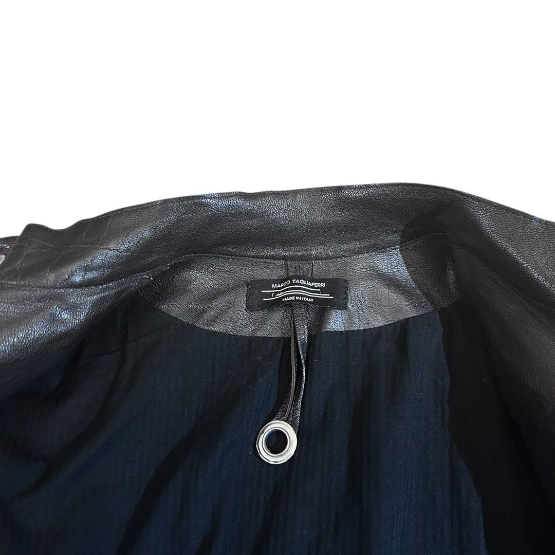 美品 マルコタリアフェリ 伊製 44 変形多連ジップ レザージャケット 焦茶 a