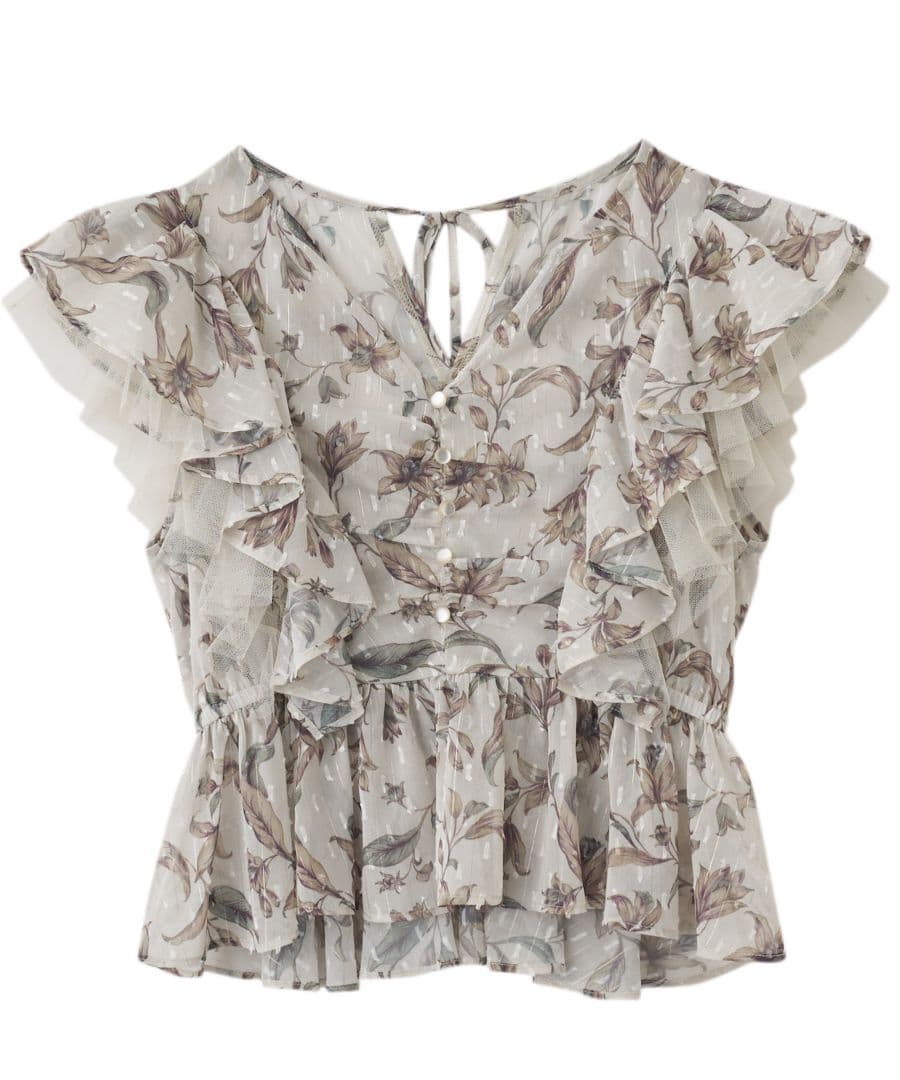 ココディール　新品タグ付　ラッフルフラワーギャザーブラウス　25AW