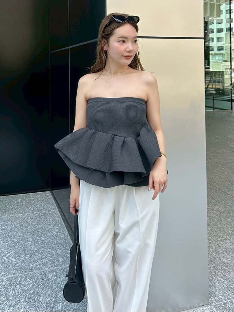 【新品】ラッフルニットベアトップ【styling】