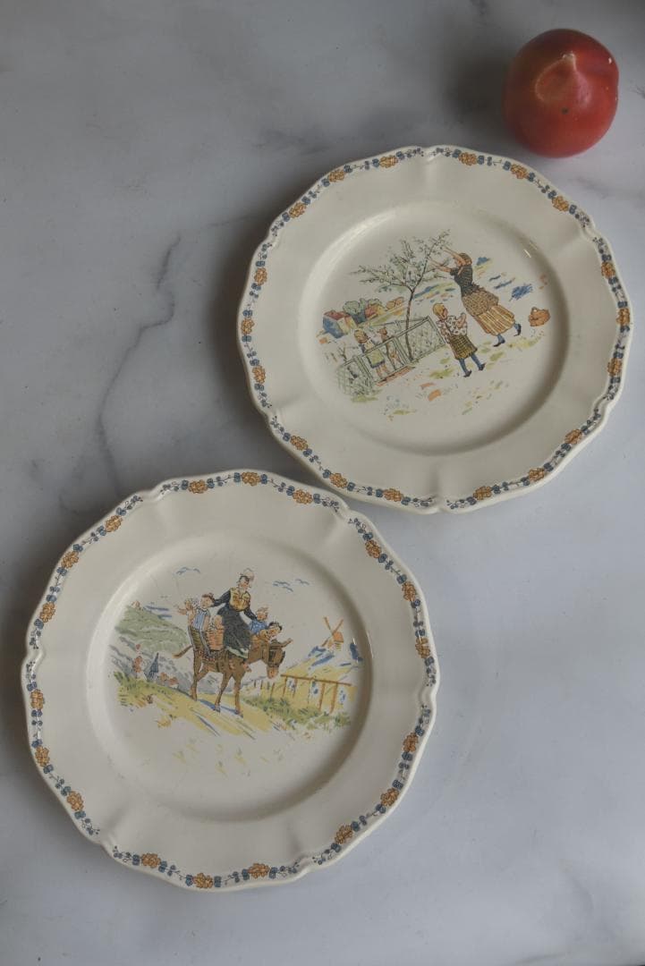 2枚組サルグミンヌ　アンファンリシャール　デセール皿(20.5㎝)ビンテージ