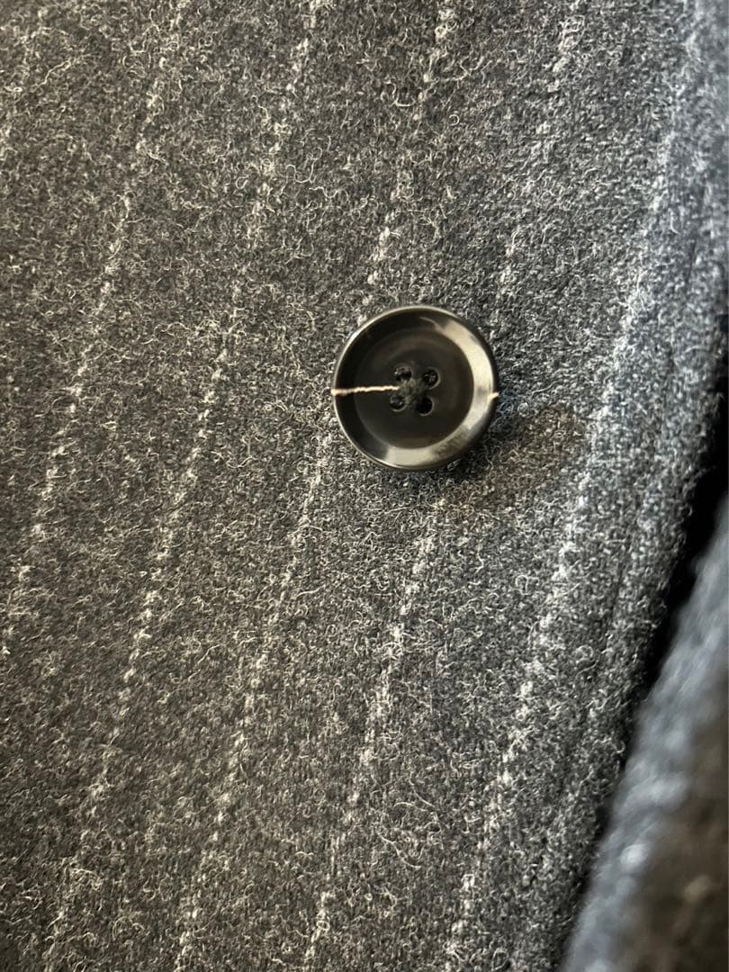 【新品】スーツセレクト　チェスターコート/グレー×ホワイトストライプ