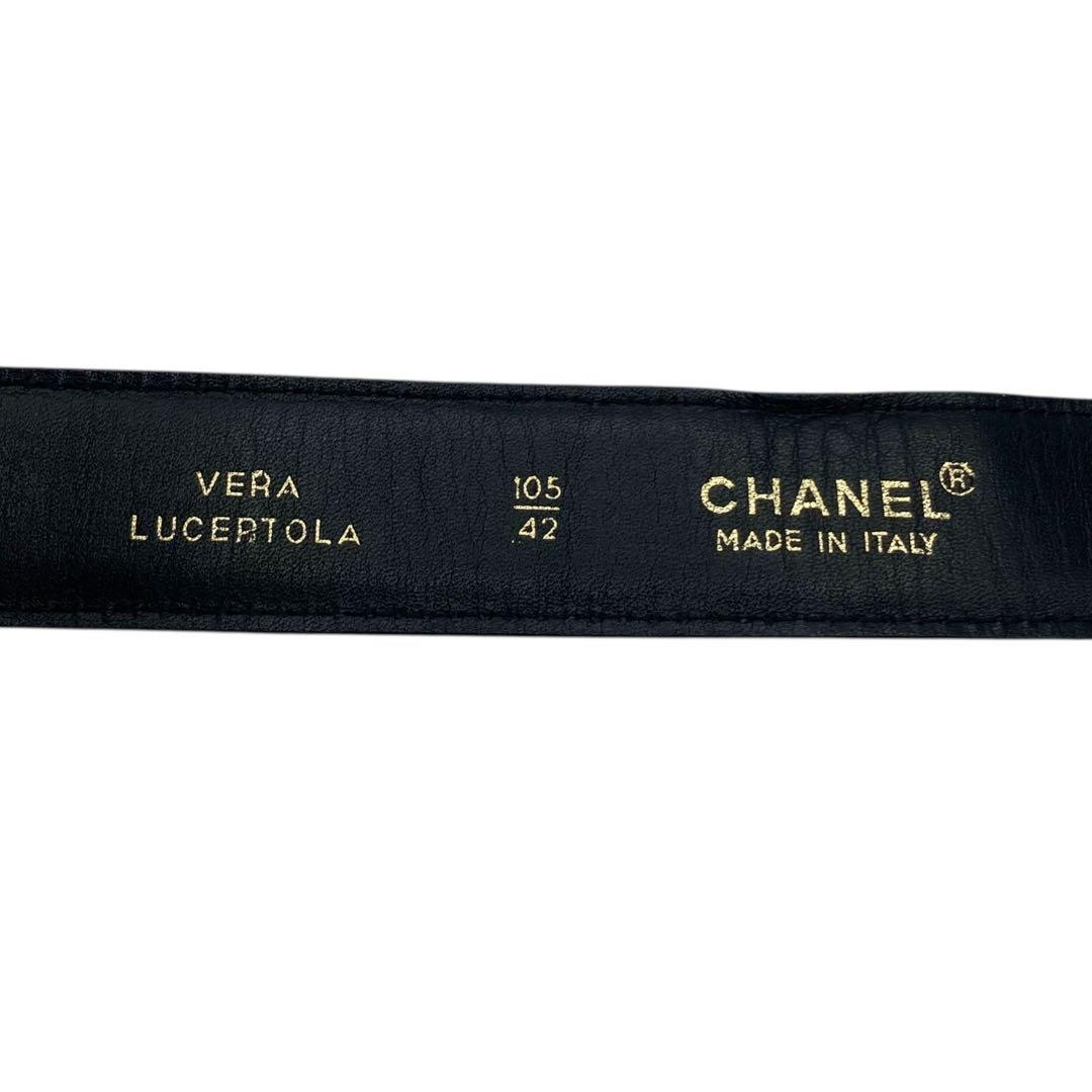 ⭐️美品⭐️ シャネル ココマーク ロゴ リザード ベルト ブラック