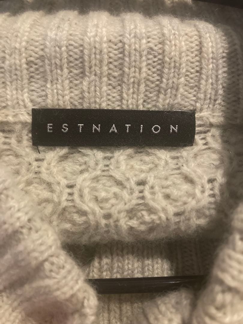 ESTNATION グレー ケーブルニット カーディガン L