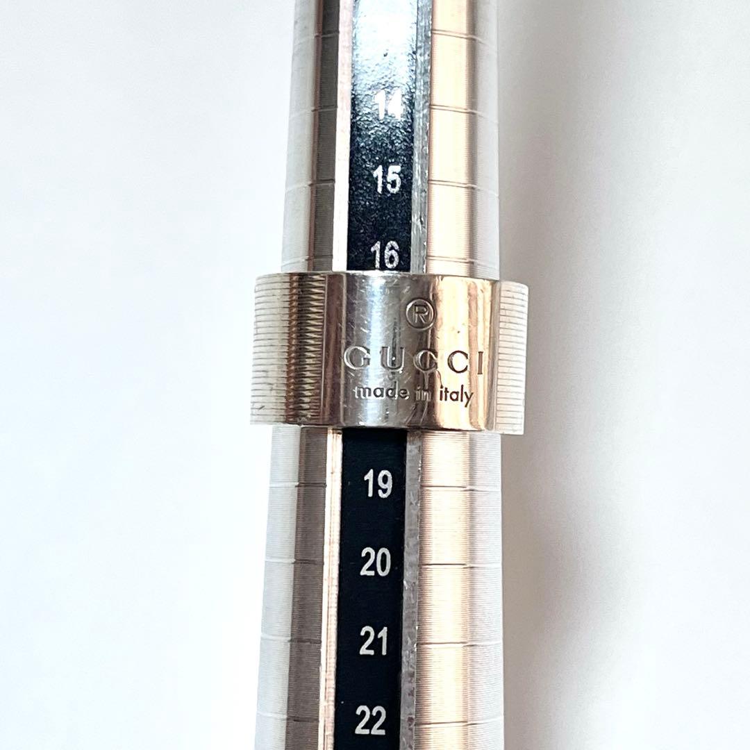 【GUCCI】ロゴ ワイドリング SV925 シルバー 指輪 17号〜18号