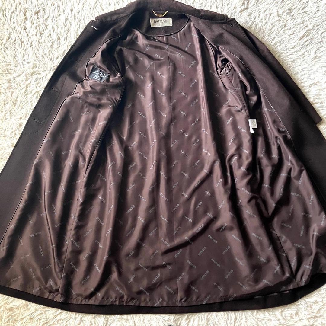 ✨極美品✨BALMAIN カシミヤ混×シルク チェスターコート ロング ブラウン