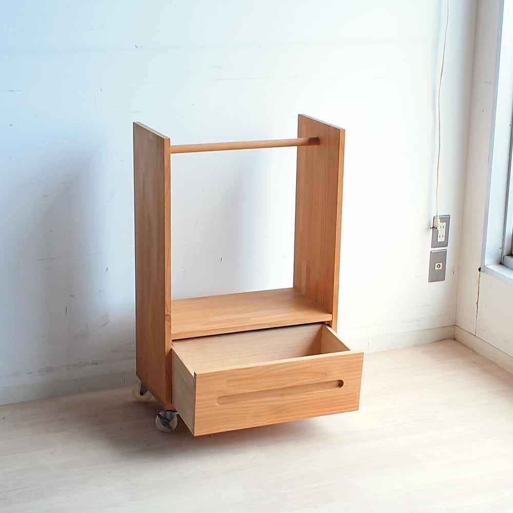 モモナチュラル パイン材 ハンガーラック 収納 ワゴン 子供部屋 ZR24183
