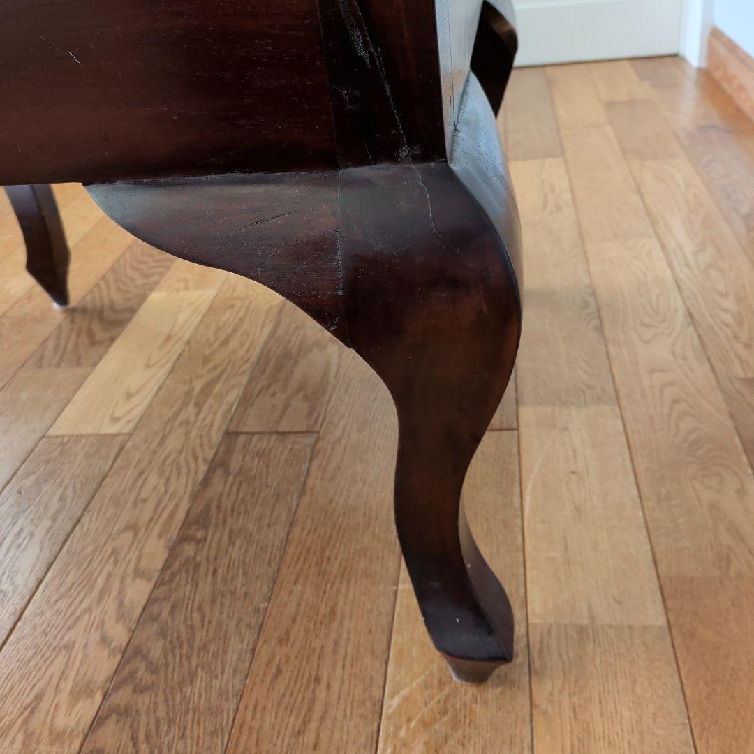 アジアン家具　サイドテーブル　収納付き　ガラス天板　ブラウン