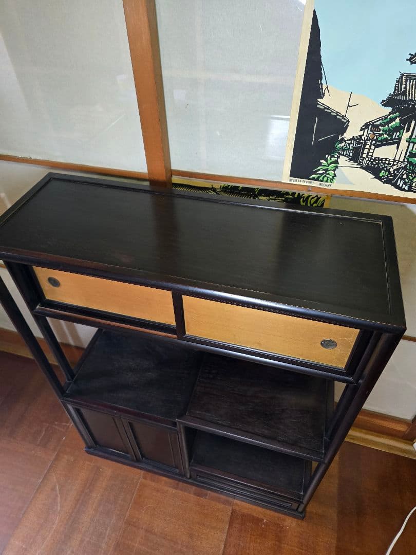 昭和レトロ家具 茶箪笥 飾り棚 チェスト 当時物 紫檀 唐木 黒檀