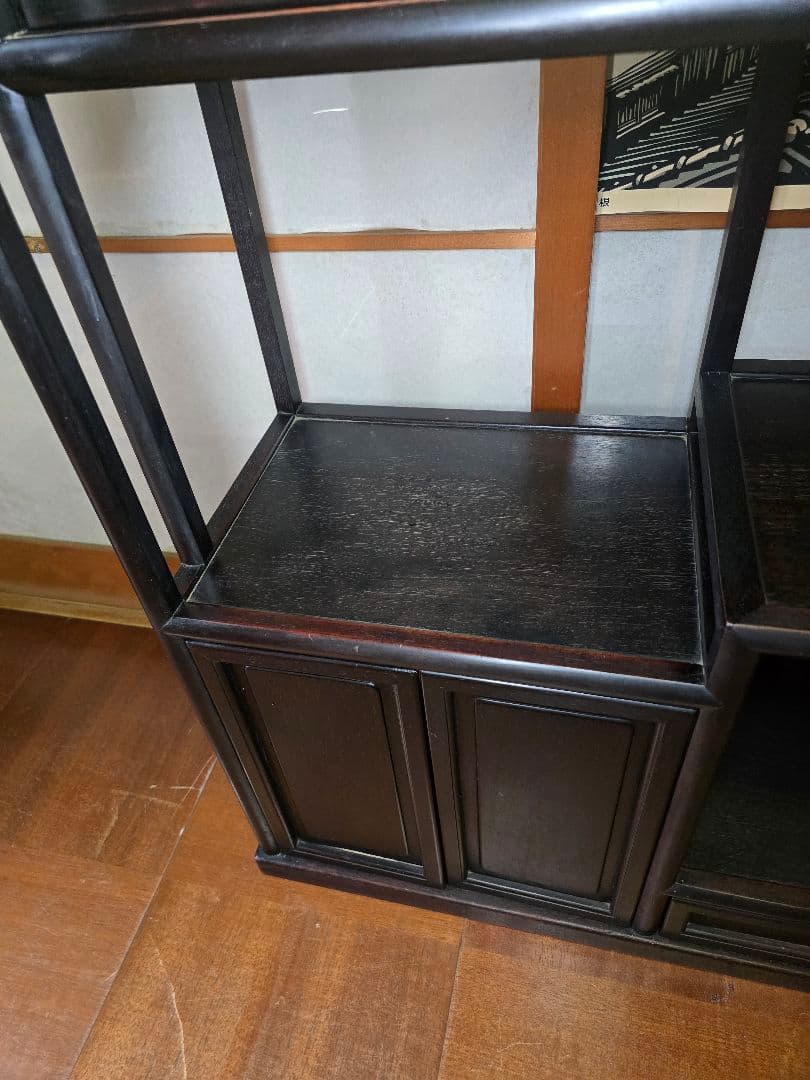 昭和レトロ家具 茶箪笥 飾り棚 チェスト 当時物 紫檀 唐木 黒檀