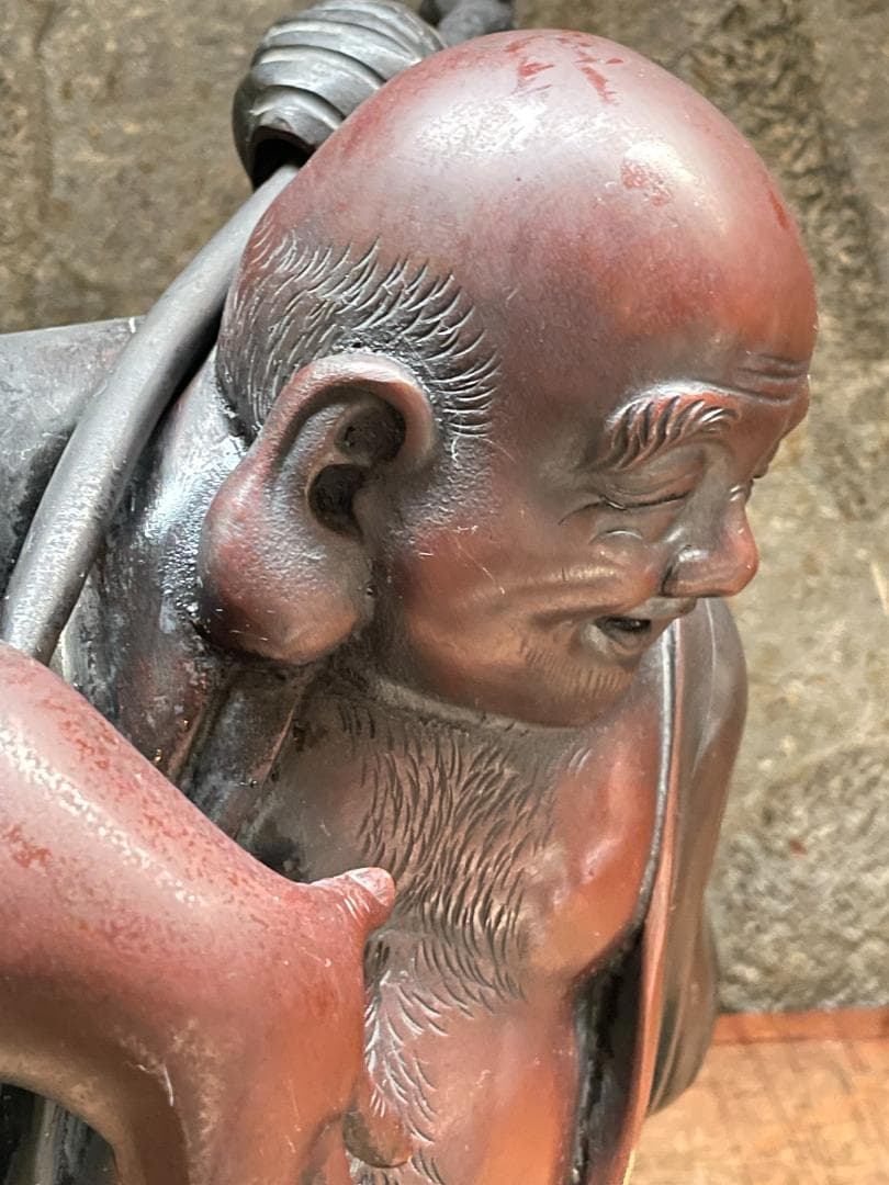 金工師 正之造 古銅 川渡 布袋 立像 七福神 仏像 巨大 縁起物 置物 彫刻