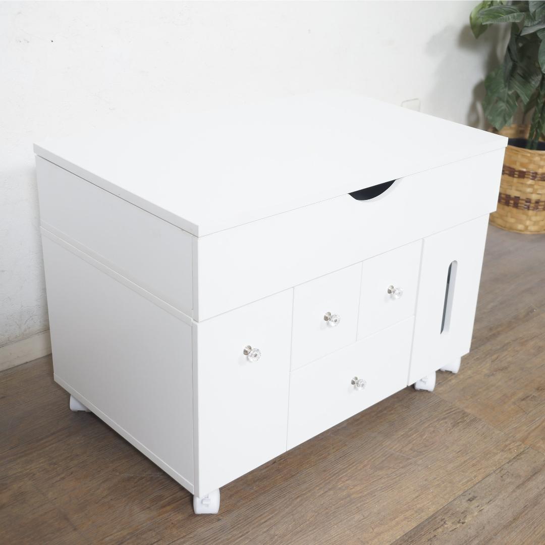 【新品】LED 女優ライト付き 伸縮式コスメワゴン 角度調整式ミラーLEDライト