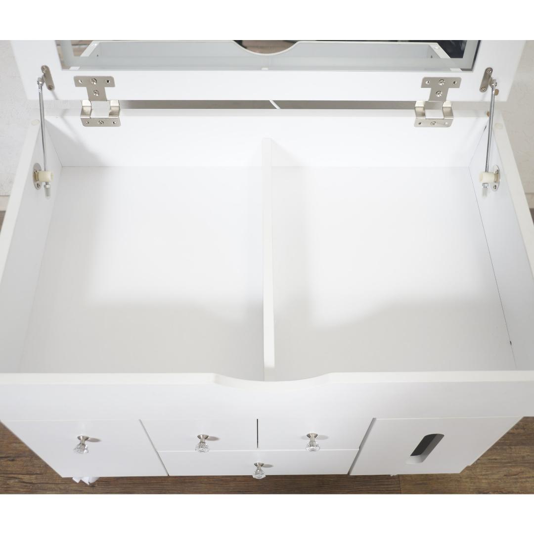 【新品】LED 女優ライト付き 伸縮式コスメワゴン 角度調整式ミラーLEDライト