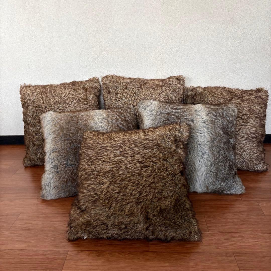 ファー調クッションセット 6個入り　大型　 内フェザー
