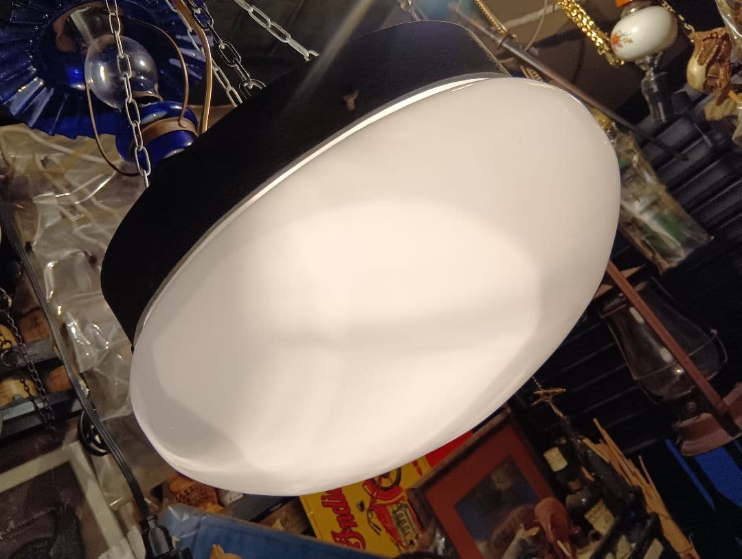 希少　明治期〜大正期　乳白硝子　吊り下げ　ペンダント　ランプ