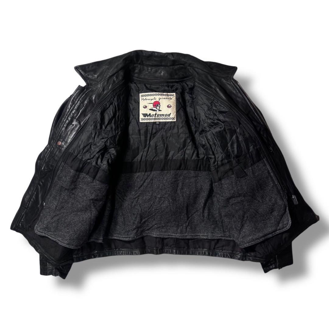 フランス ヴィンテージ バッファローレザー 襟付き シングルライダース ユーロ