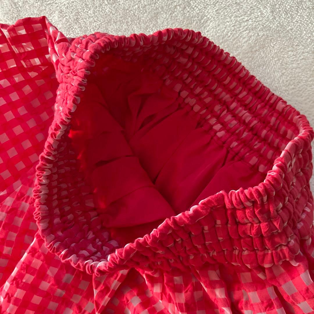 新品　オブリ　シアー　オーガンジー　ギンガムチェック　フレアロングスカート