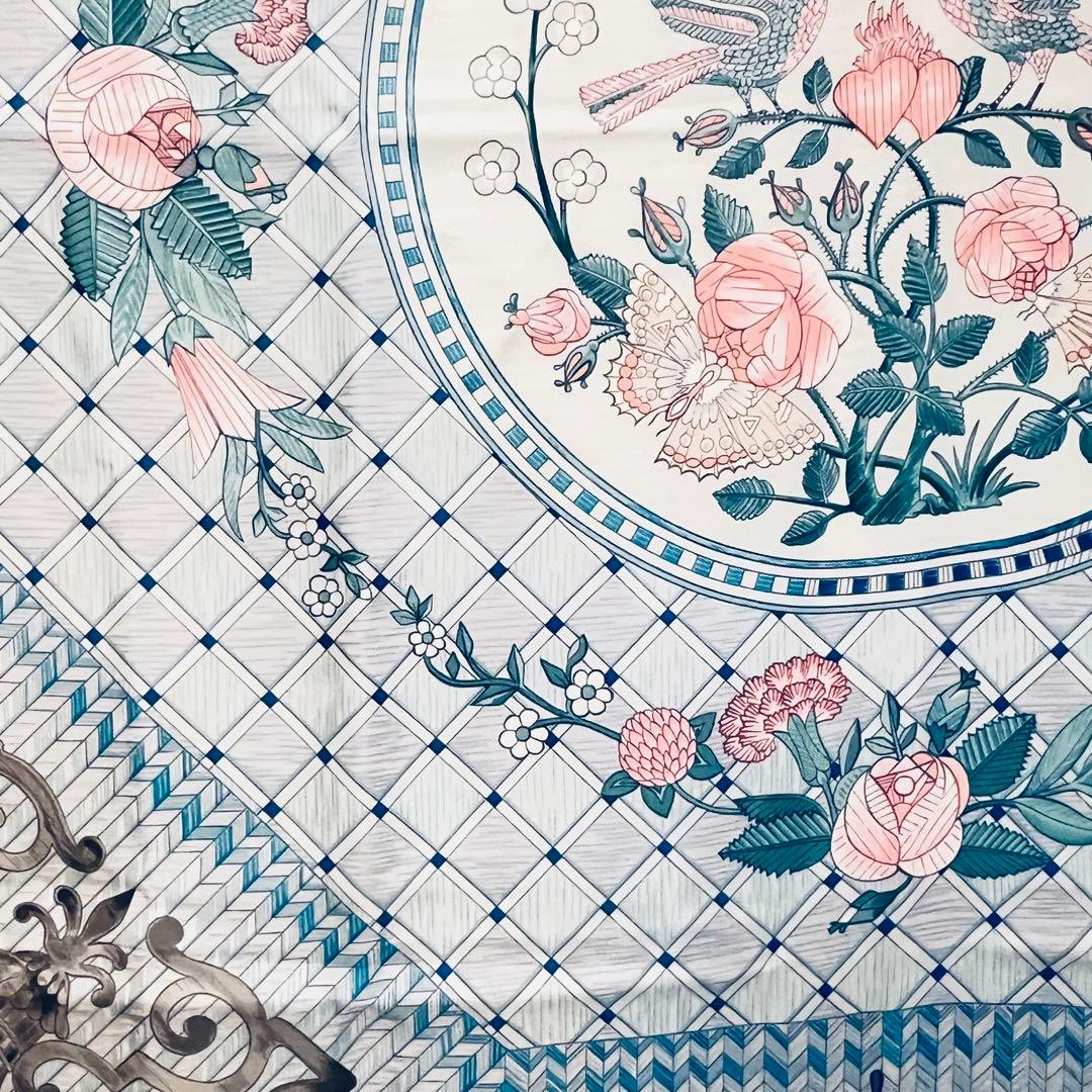 美品　エルメス　シルクスカーフ　カレ90 稾遊び　JEUX DE PAILLE