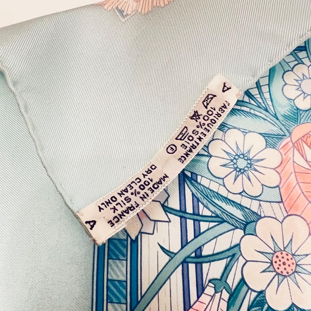 美品　エルメス　シルクスカーフ　カレ90 稾遊び　JEUX DE PAILLE