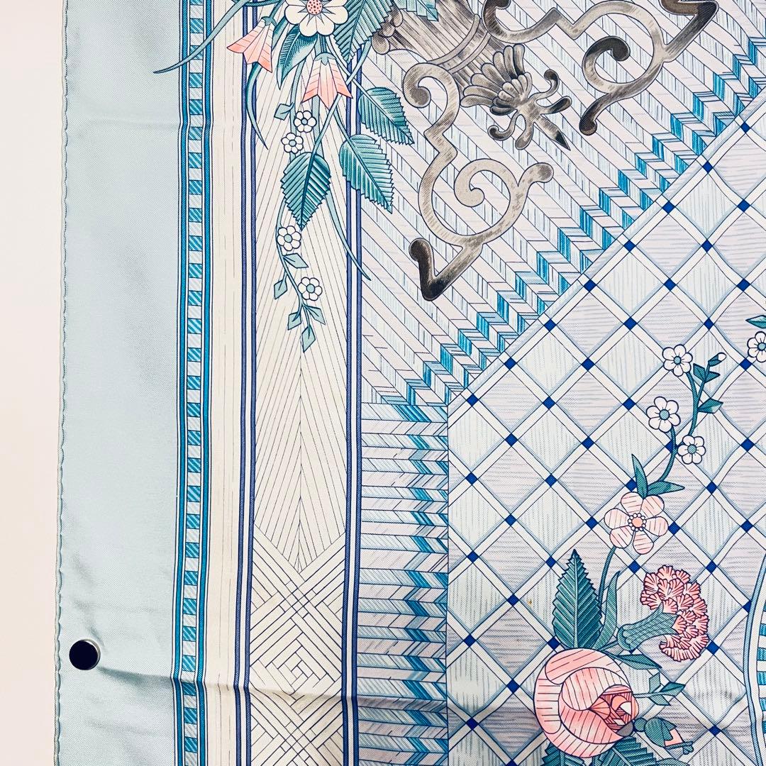 美品　エルメス　シルクスカーフ　カレ90 稾遊び　JEUX DE PAILLE