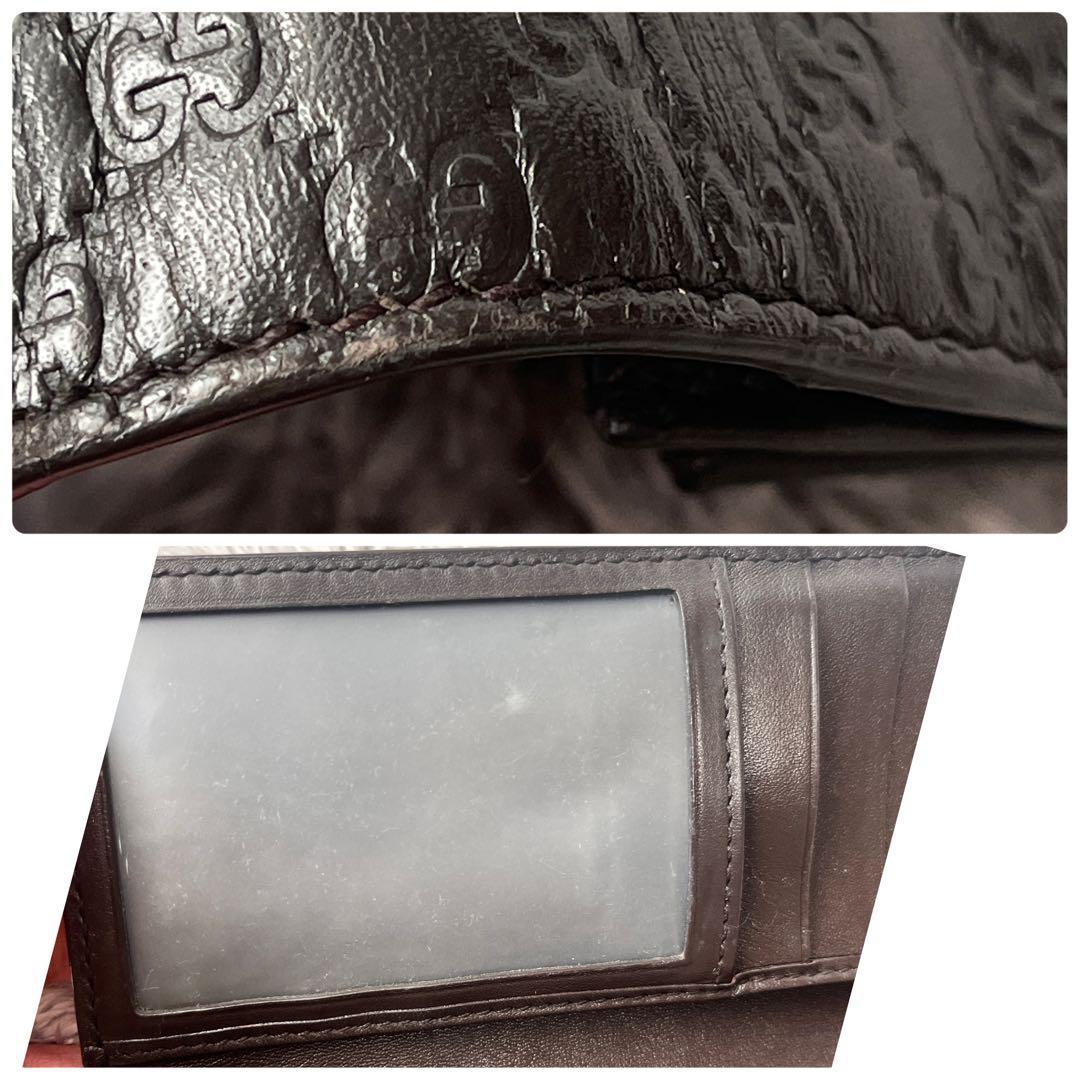 美品✨GUCCI マイクロシマ　軽量　長財布　ダークブラウン　メンズ