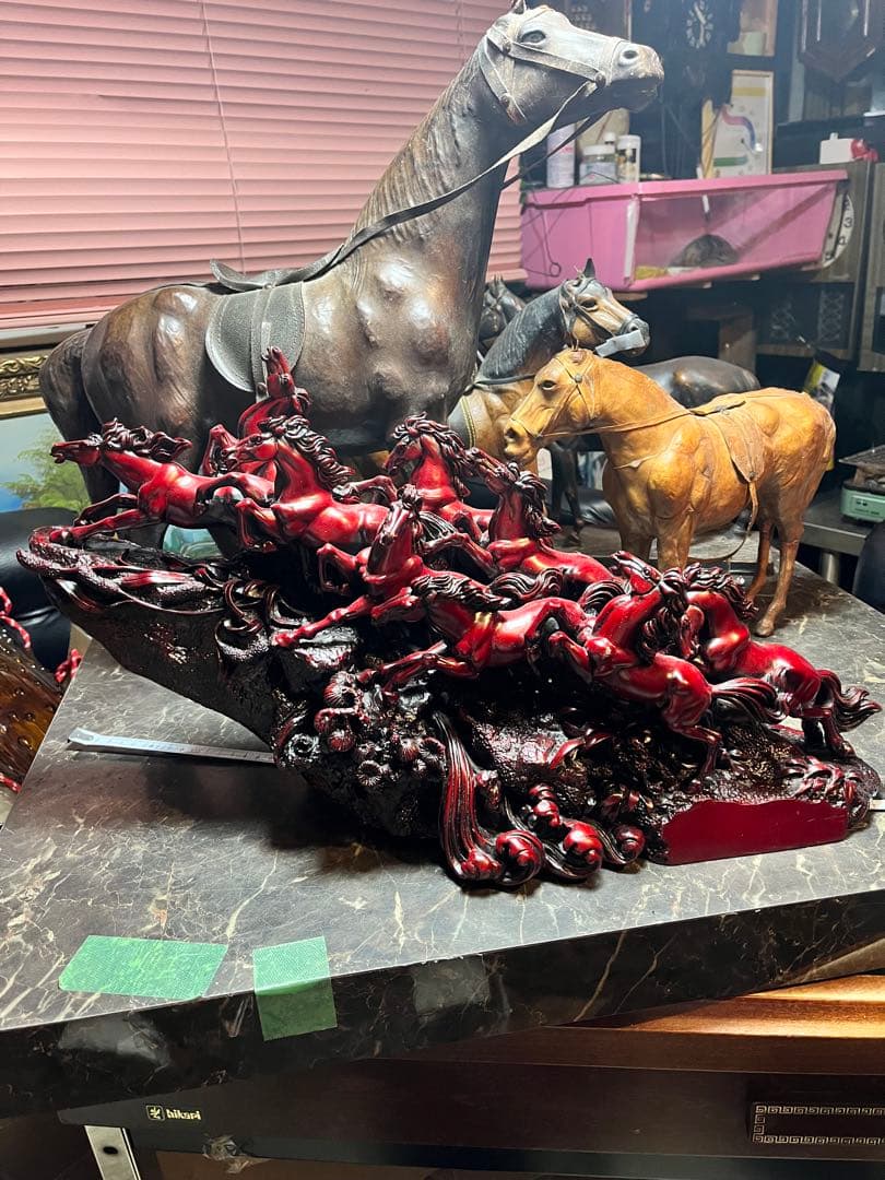 九頭馬 、寿山石九頭馬、うまくいく、縁起物、中国寿山石、置物 、骨董品