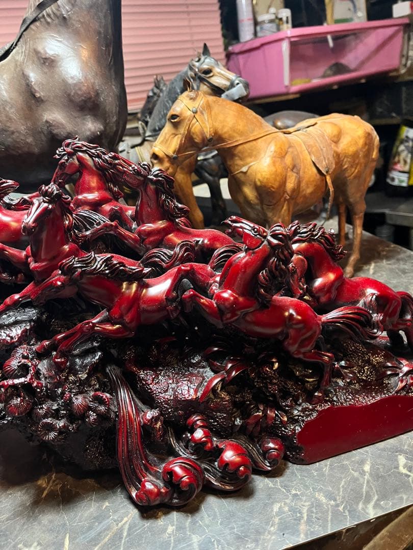 九頭馬 、寿山石九頭馬、うまくいく、縁起物、中国寿山石、置物 、骨董品