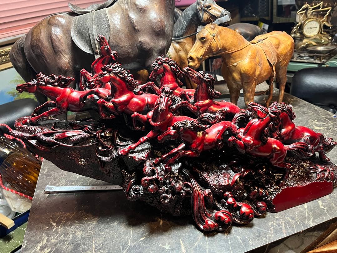 九頭馬 、寿山石九頭馬、うまくいく、縁起物、中国寿山石、置物 、骨董品