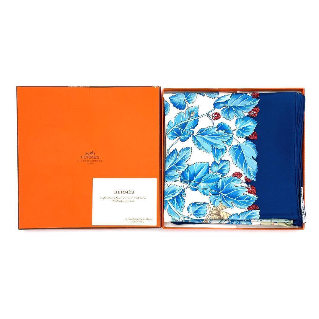 ✨️極美品✨️ エルメス カレ90 絹の木 レディース スカーフ ブルー シルク