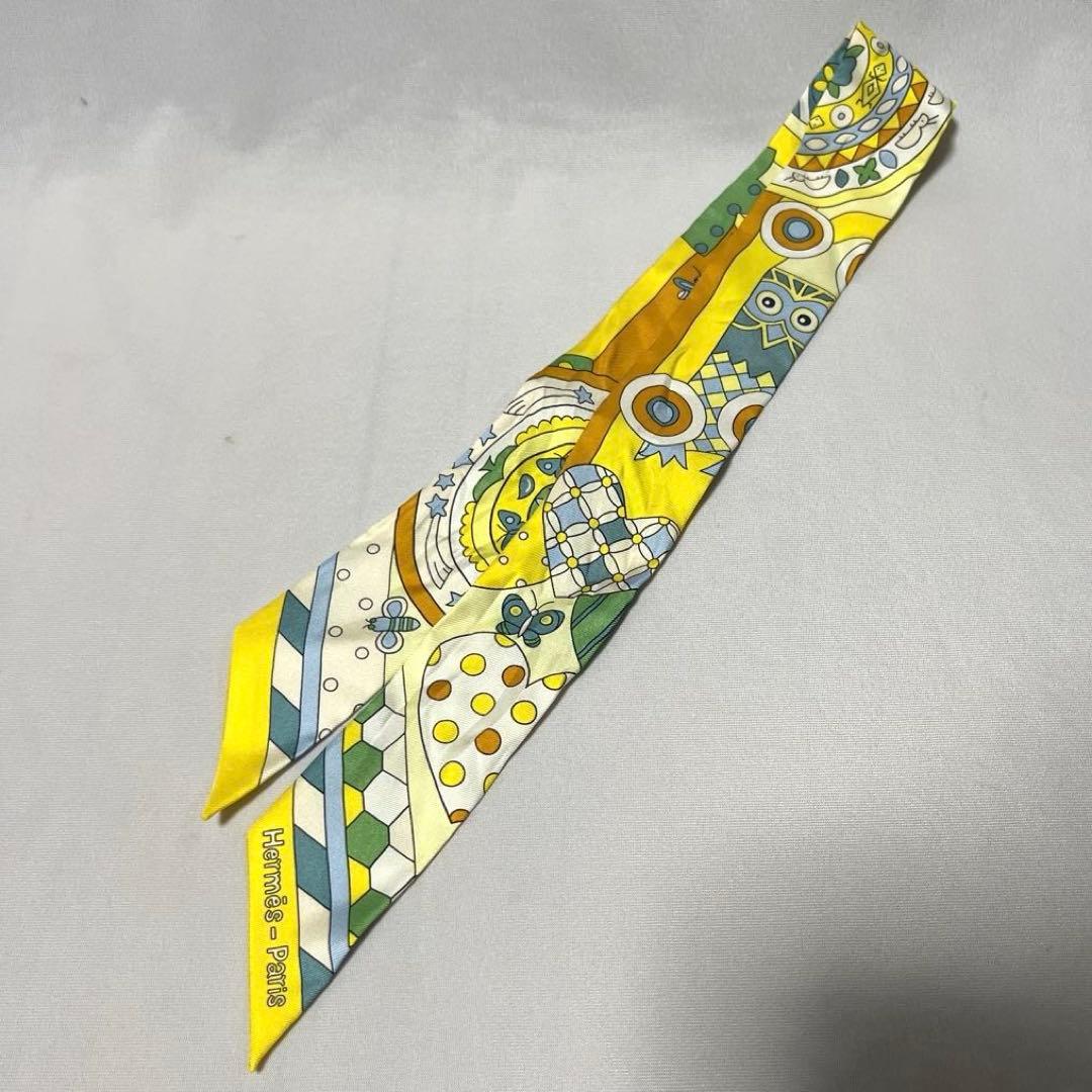 HERMES エルメス　ツイリー スカーフ 森のささやき ジョーヌヴィフ 黄色